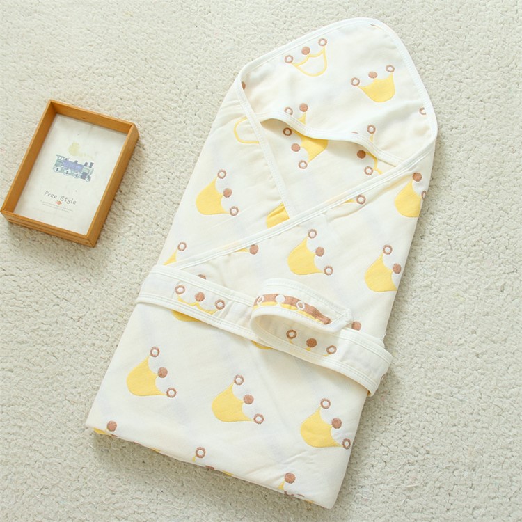 Organic Cotton Soft Baby Bath Hooded Towel Multi-Layer Swaddle for Infants and Toddlers - Crown-2