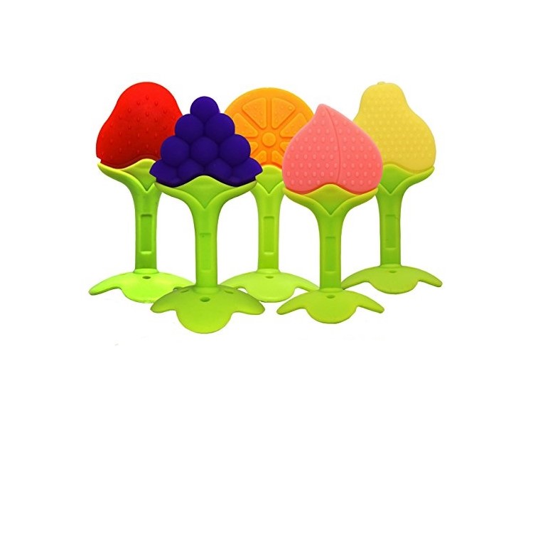 5Pcs Fruit Shape BPA Free Safe Silicone Baby Chewable Teether-1