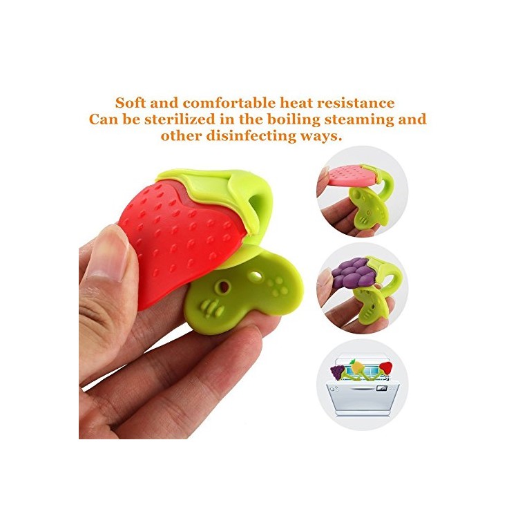 5Pcs Fruit Shape BPA Free Safe Silicone Baby Chewable Teether-4