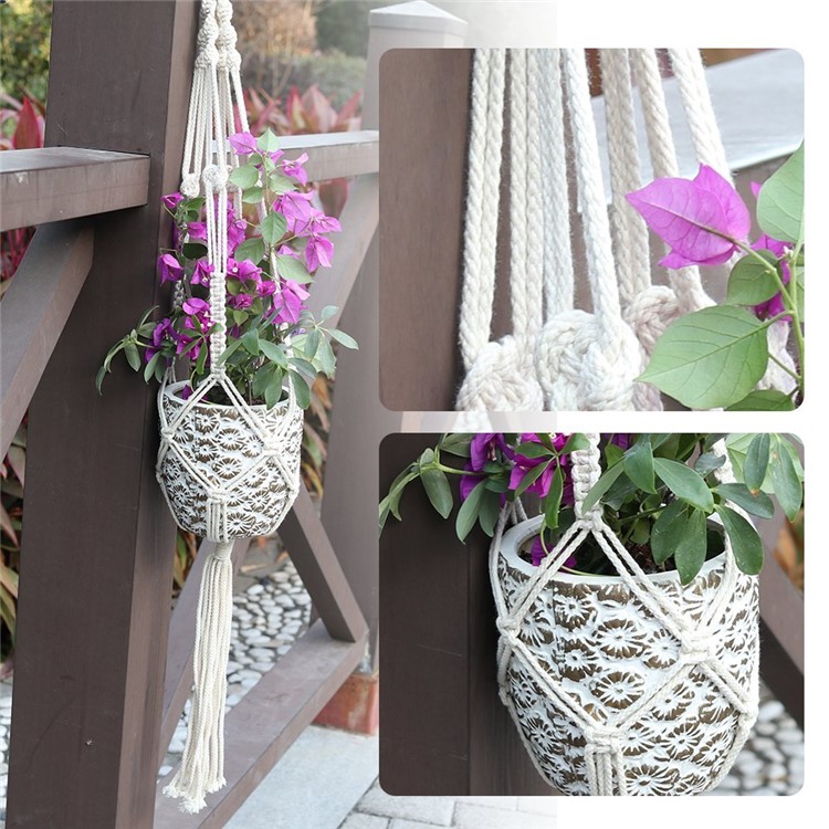 2PCS/Lot Macrame Plant Hanger Indoor Outdoor Flower Pot Plant Holder Hanging Planter Basket-4