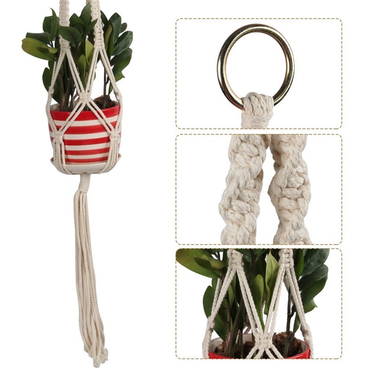 2PCS/Lot Macrame Plant Hanger Indoor Outdoor Flower Pot Plant Holder Hanging Planter Basket-7