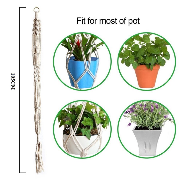 4PCS/Lot Macrame Plant Hanger Outdoor Indoor Flower Pot Plant Holder Hanging Planter Basket-5