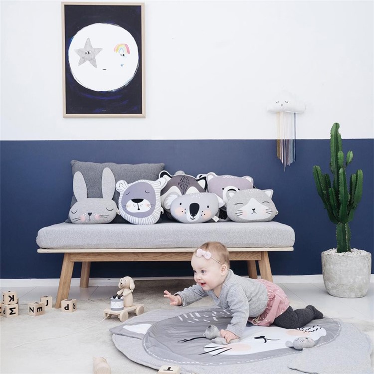 Animal Climbing Cotton Carpet Baby Play Mats Soft Sleeping Mat - Grey Rabbit-6