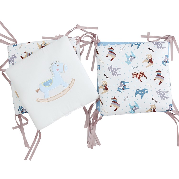 6Pcs/Set Cute Infant Bed Bumper Baby Crib Protector - Wooden Horse-2
