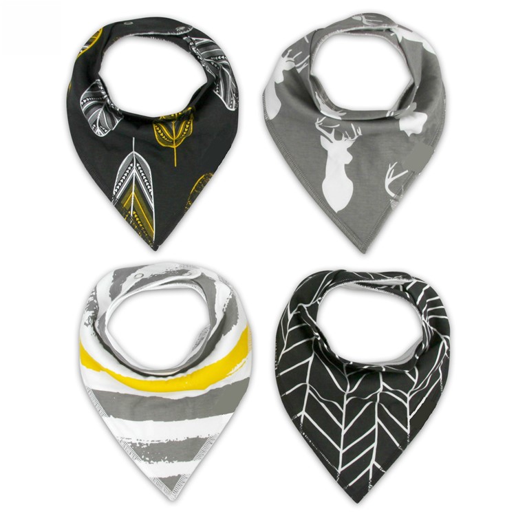 4PCS/Set Stylish Baby Drool Bibs Organic Cotton Super Absorbent Baby Bibs - Style B-1