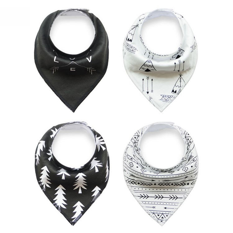 4PCS/Set Stylish Design Baby Bandana Bibs Organic Cotton Super Absorbent Baby Bibs - Style C-1