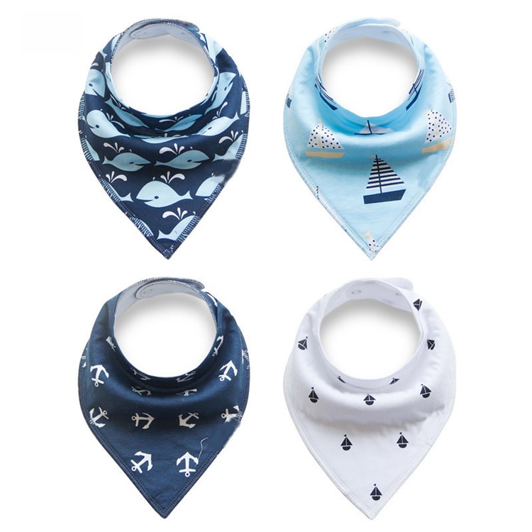 4PCS/Set Fashion Baby Drool Bibs Organic Cotton Super Absorbent Baby Bibs - Style G-1