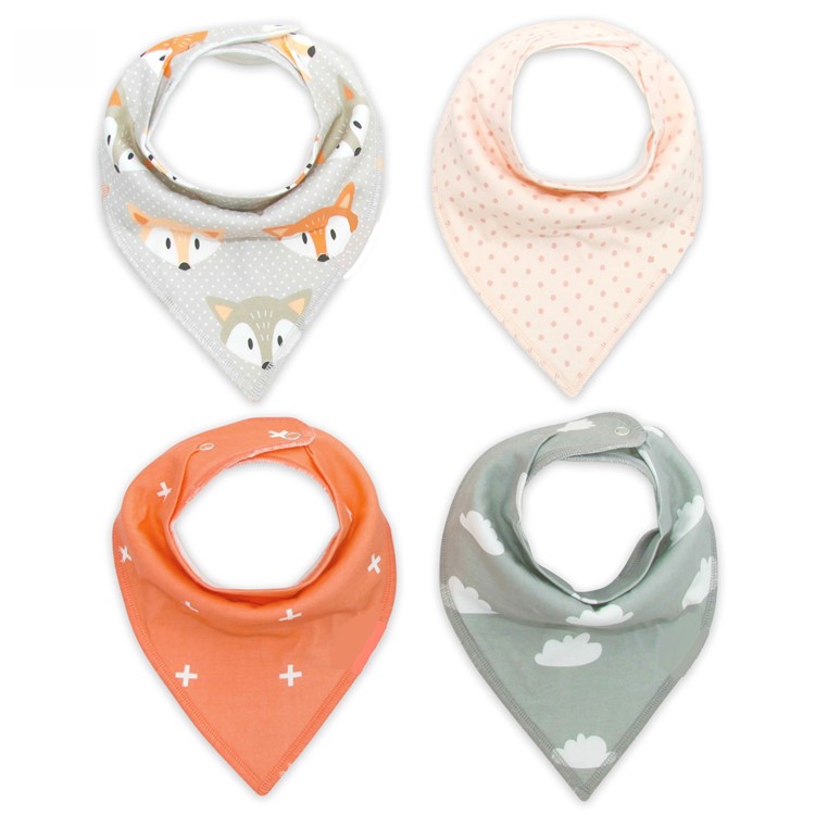 4PCS/Set Stylish Design Washable Baby Drool Bibs Organic Cotton Super Absorbent Baby Bibs - Style H-1