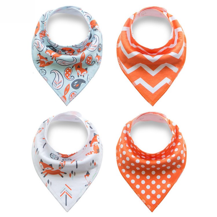 4PCS/Set Stylish Design Unisex Baby Drool Bibs Organic Cotton Super Absorbent Baby Bibs - Style I-1