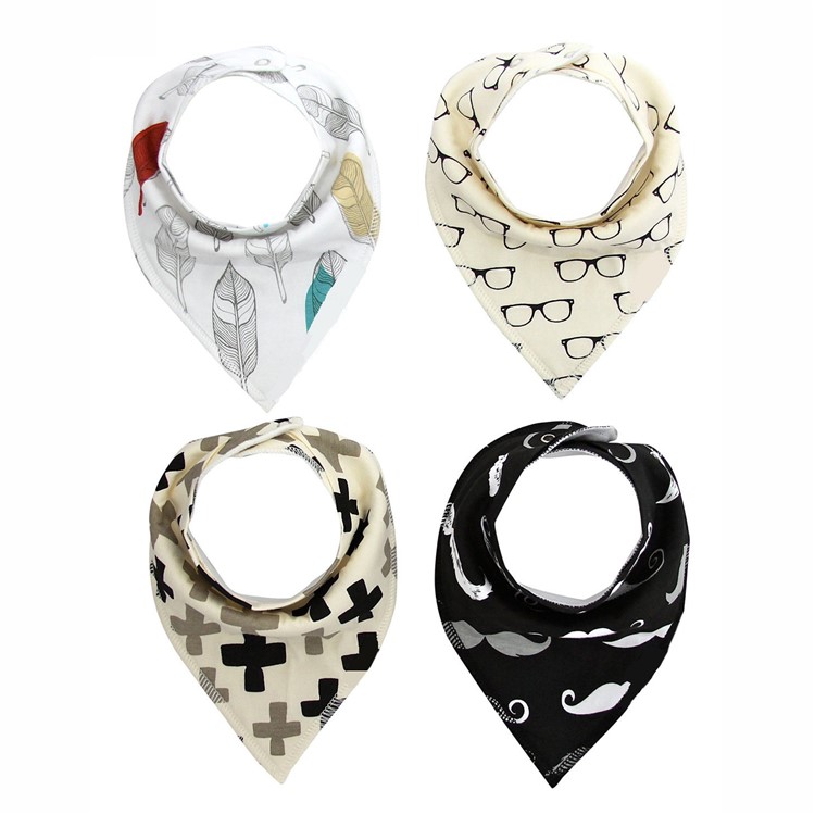 4PCS/Set Stylish Design Baby Drool Bibs Organic Cotton Absorbent Baby Bibs - Style J-1