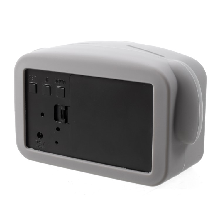 LJA-002 Lovely Grey Dog Shaped LED Ultra-quiet Sound Control Alarm Clock with Temperature Dispaly-3