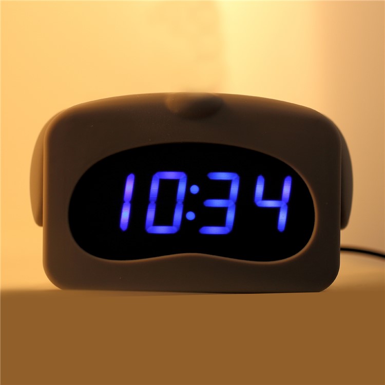 LJA-002 Lovely Grey Dog Shaped LED Ultra-quiet Sound Control Alarm Clock with Temperature Dispaly-8