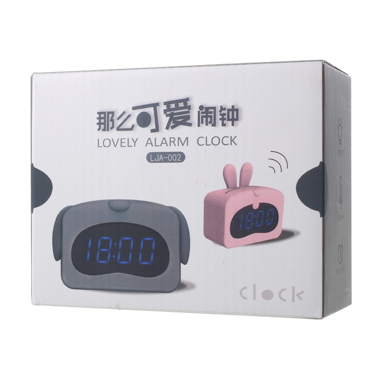 LJA-002 Lovely Grey Dog Shaped LED Ultra-quiet Sound Control Alarm Clock with Temperature Dispaly-9