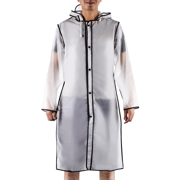 Rainproof Transparent EVA Rainwear Long Adult Wrapping Edge Raincoat - Black / XL Size-1
