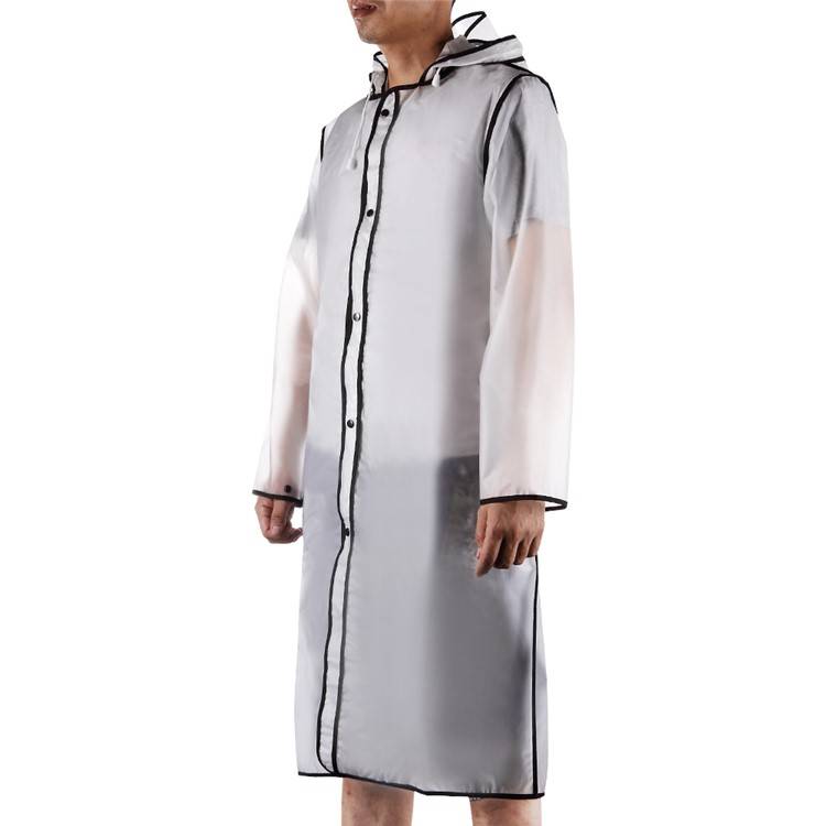 Rainproof Transparent EVA Rainwear Long Adult Wrapping Edge Raincoat - Black / XL Size-2