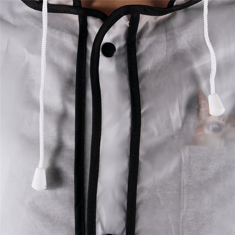 Rainproof Transparent EVA Rainwear Long Adult Wrapping Edge Raincoat - Black / XL Size-6