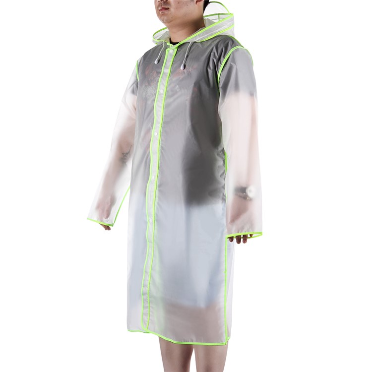 Eco-friendly Transparent EVA Raincoat Long Adult Wrapping Edge Rainwear- Green / L Size-2