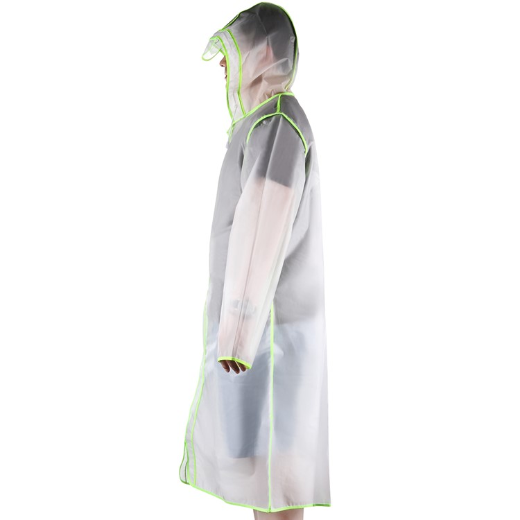 Eco-friendly Transparent EVA Raincoat Long Adult Wrapping Edge Rainwear- Green / L Size-3