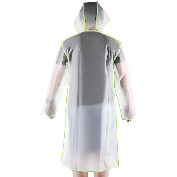 Eco-friendly Transparent EVA Raincoat Long Adult Wrapping Edge Rainwear- Green / L Size-4