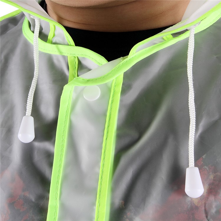 Eco-friendly Transparent EVA Raincoat Long Adult Wrapping Edge Rainwear- Green / L Size-6