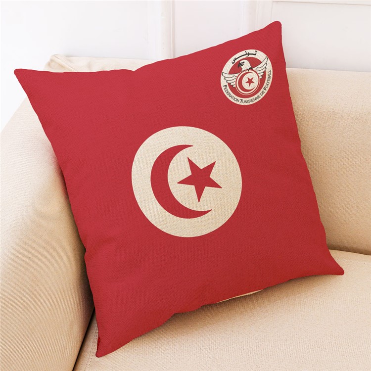 2018 World Cup Cotton Throw Pillowcase Pillow Cover, Size: 45 x 45cm - Tunisian Flag-1