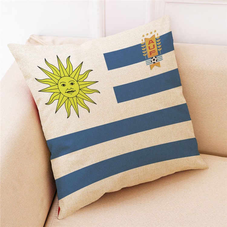 2018 World Cup Cotton Throw Pillow Cover Pillow Case, Size: 45 x 45cm - Uruguay flag-1