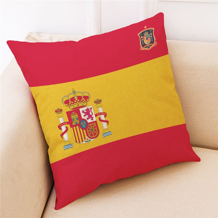 2018 World Cup Soft Cotton Throw Pillow Case Pillow Cover, Size: 45 x 45cm - Flag of Spain-1