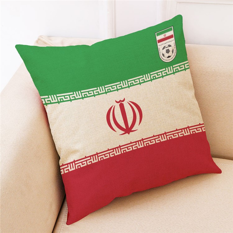 2018 World Cup Comfortable Cotton Throw Pillow Case Pillow Cover, Size: 45 x 45cm - Flag of Iran-1