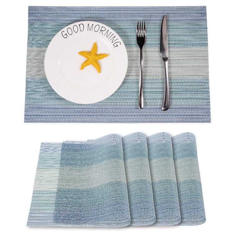 4PCS/Lot Non-slip PVC Kitchen Heat-resistant Mats for Dining Table, Size: 45 x 30cm - Blue-3