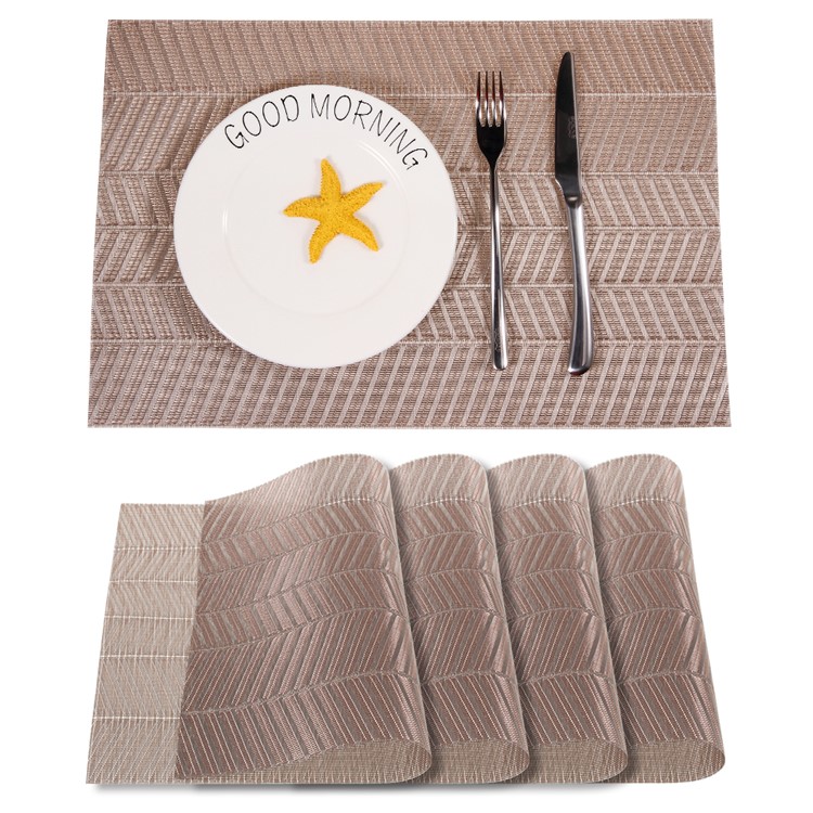 4PCS/Lot Non-slip PVC Kitchen Placemats for Dining Table, Size: 45 x 30cm - Grey-4