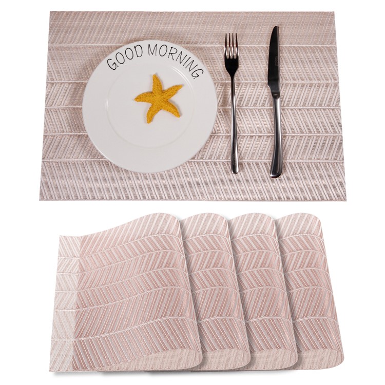 4PCS/Lot Non-slip PVC Placemats Heat Insulation Non-slip Table Mats, Size: 45 x 30cm - Silver-3