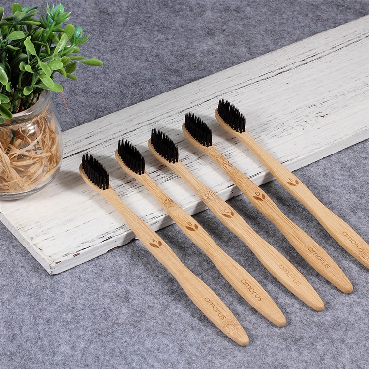 5Pcs/Set Natural Bamboo BPA Free Toothbrush with Character (German Package)-2