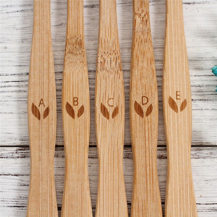 5Pcs/Set Natural Bamboo BPA Free Toothbrush with Character (German Package)-3