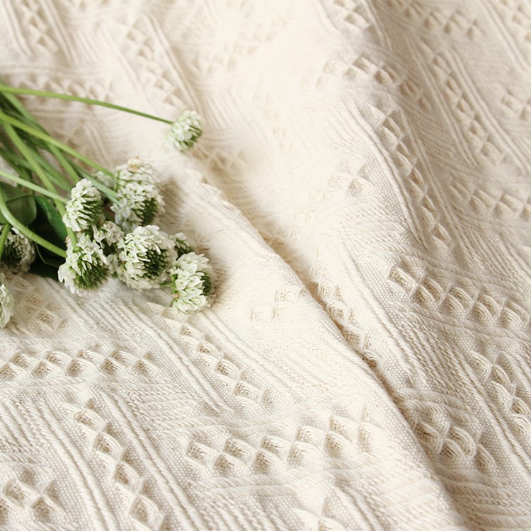 Cotton Thread Sofa Cover Throw with Tassels 230 x 250cm - White-3