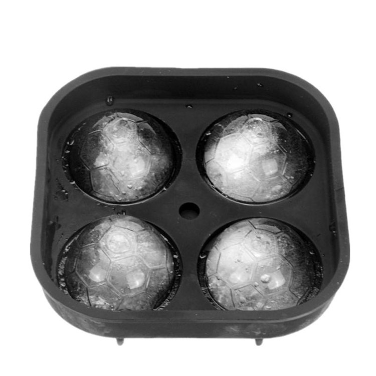Football Shape 4 Compartments Mold Ice Tray Shape 3D Ice Cube Mold Silicone Maker Tray-5