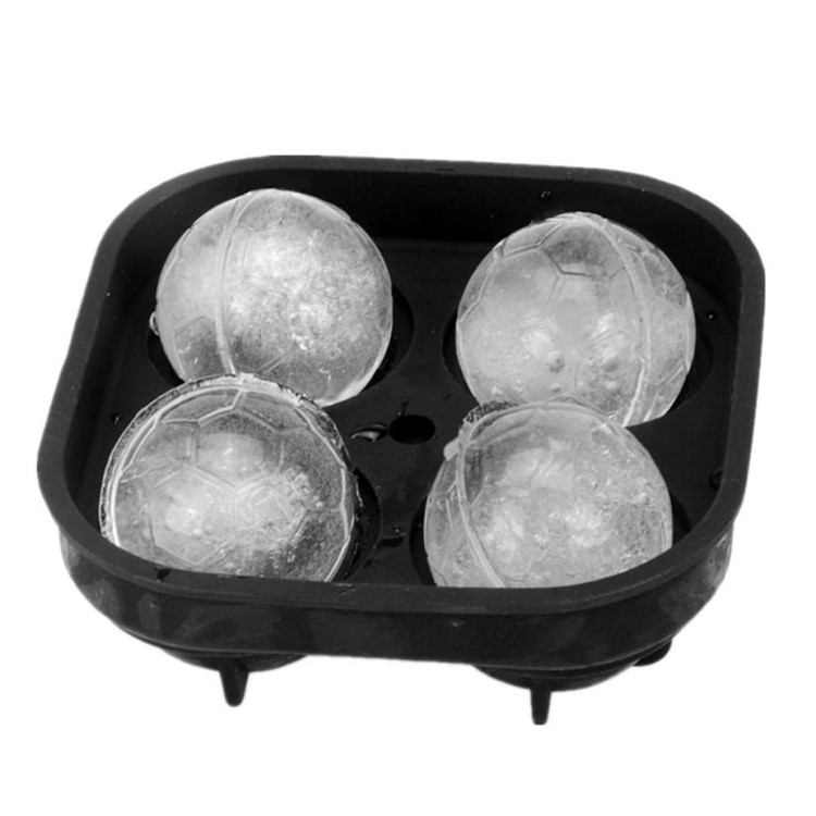 Football Shape 4 Compartments Mold Ice Tray Shape 3D Ice Cube Mold Silicone Maker Tray-7
