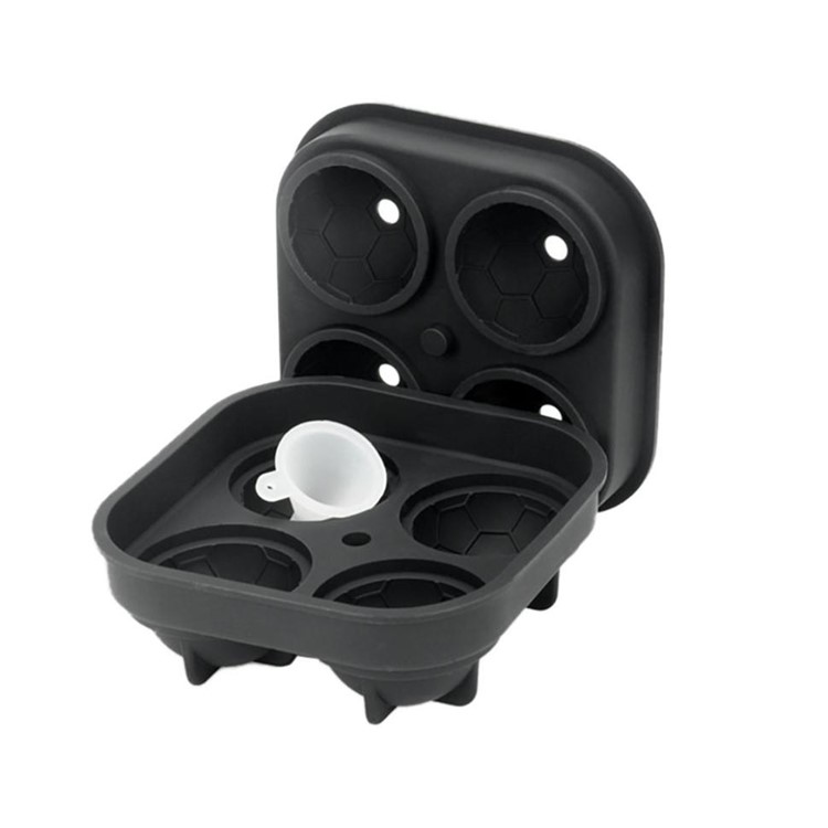 Football Shape 4 Compartments Mold Ice Tray Shape 3D Ice Cube Mold Silicone Maker Tray-8