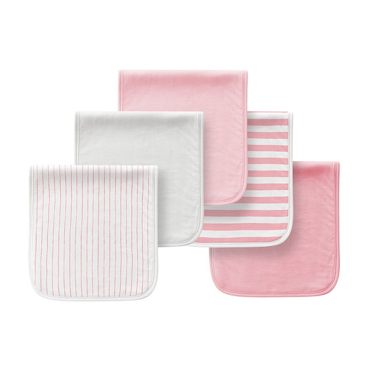 5PCS/Set Triple Layer Cotton Trottie Bibs Soft Newborn Feeding Saliva Towels - Pink-1