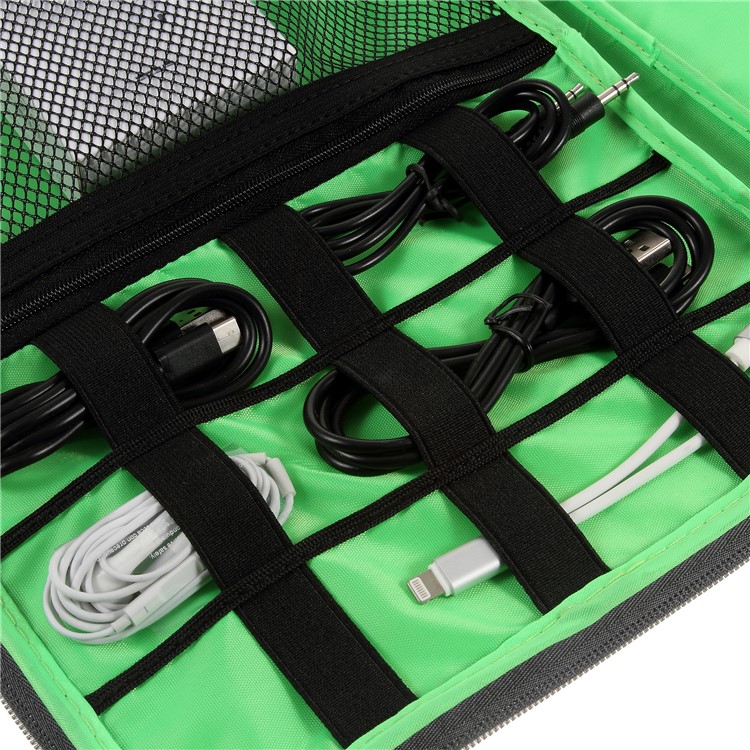 Polyester Multi-function Travel Power Bank Cable U-disk iPad Carrying Storage Bag - Black/Size: 28 x 23cm-11