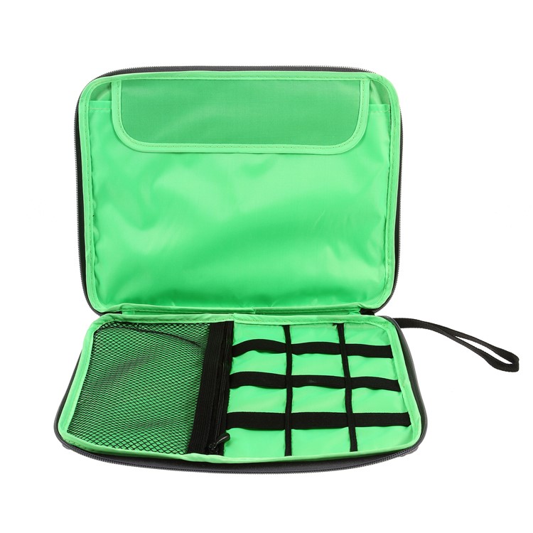 Polyester Multi-function Travel Power Bank Cable U-disk iPad Carrying Storage Bag - Black/Size: 28 x 23cm-6