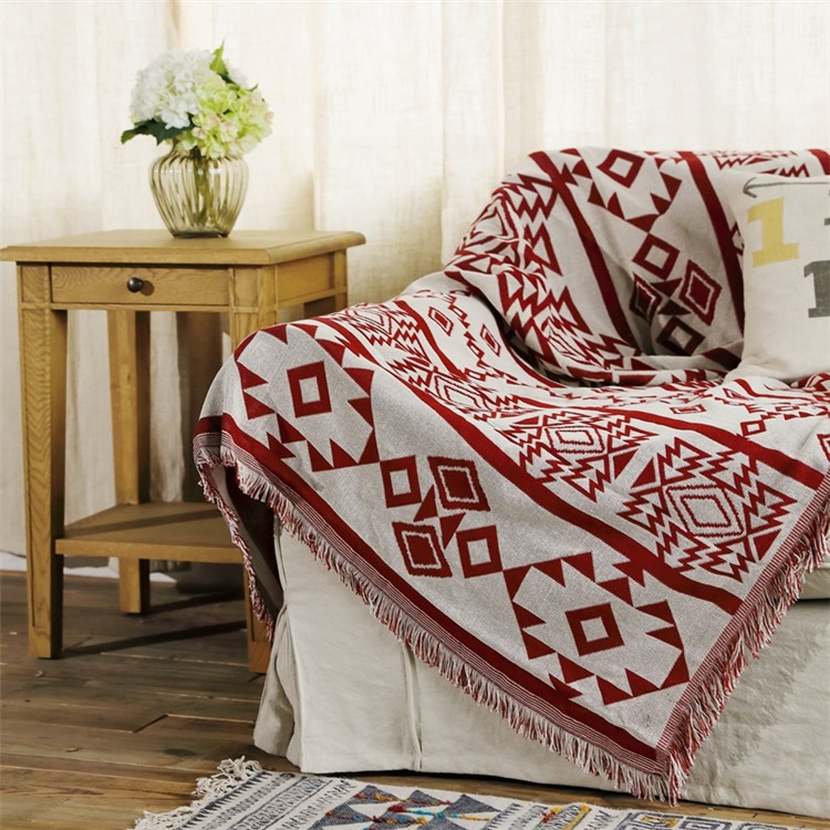 Geometric Pattern Sofa Towel Slipcover Warm Blanket 130 x 180cm-1