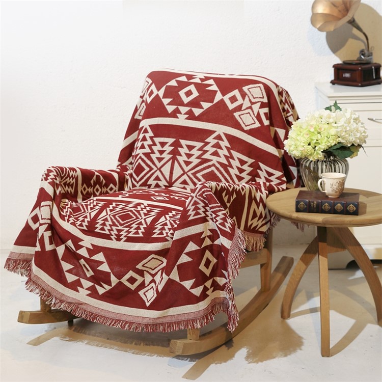 Geometric Pattern Sofa Towel Slipcover Warm Blanket 130 x 180cm-2