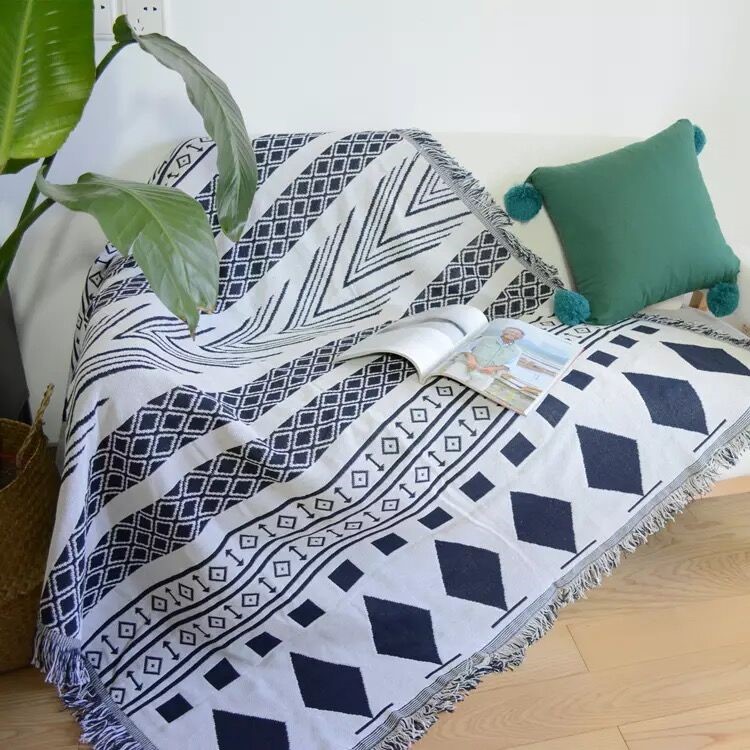 Double-sided Sofa Towel Warm Blanket Geometric Pattern Sofa Towel 130 x 180cm-1