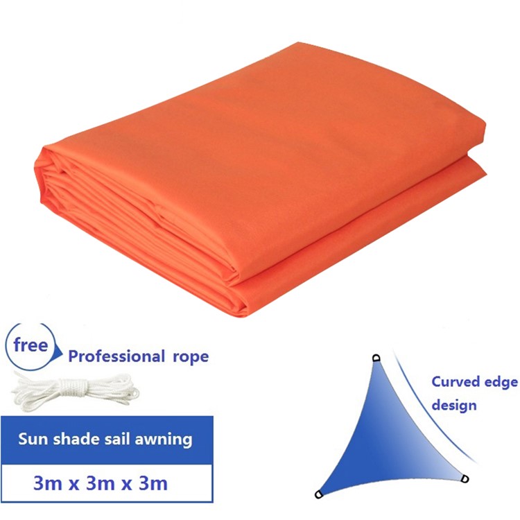 Breathable Sun Shade Sail Waterproof Triangle Sail, Size: 3 x 3 x 3m - Orange-2