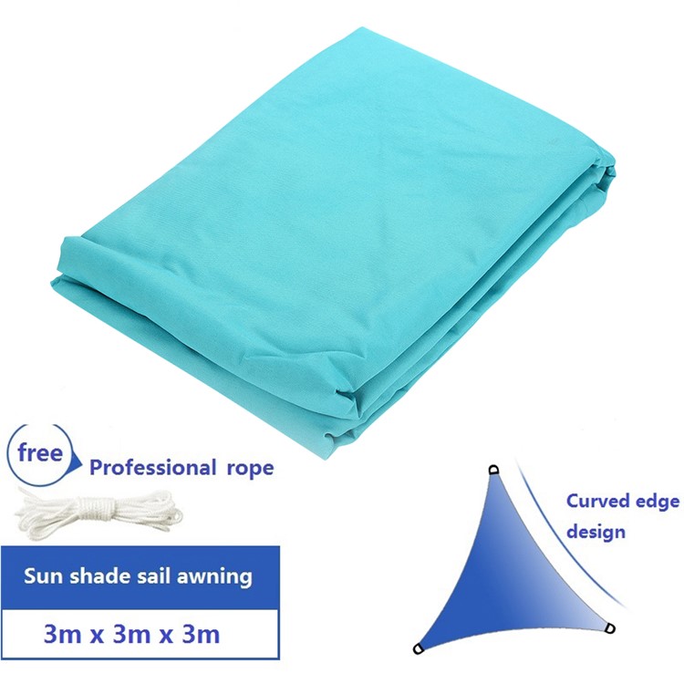 Breathable Portable Sun Shade Sail UV Protection Triangle Sail, Size: 3 x 3 x 3m - Cyan-2