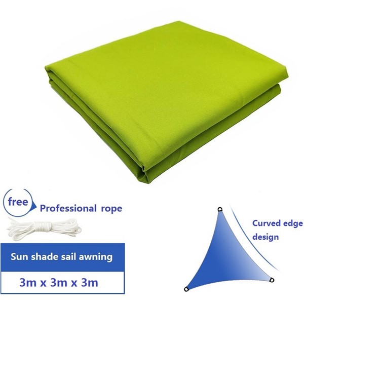 Outdoor Portable Breathable Sun Shade Sail UV Protection Triangle Sail, Size: 3 x 3 x 3m - Green-2