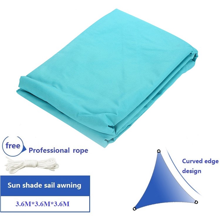 Portable Breathable Sun Shade Sail UV Protection Triangle Sail, Size: 3.6 x 3.6 x 3.6m - Cyan-2