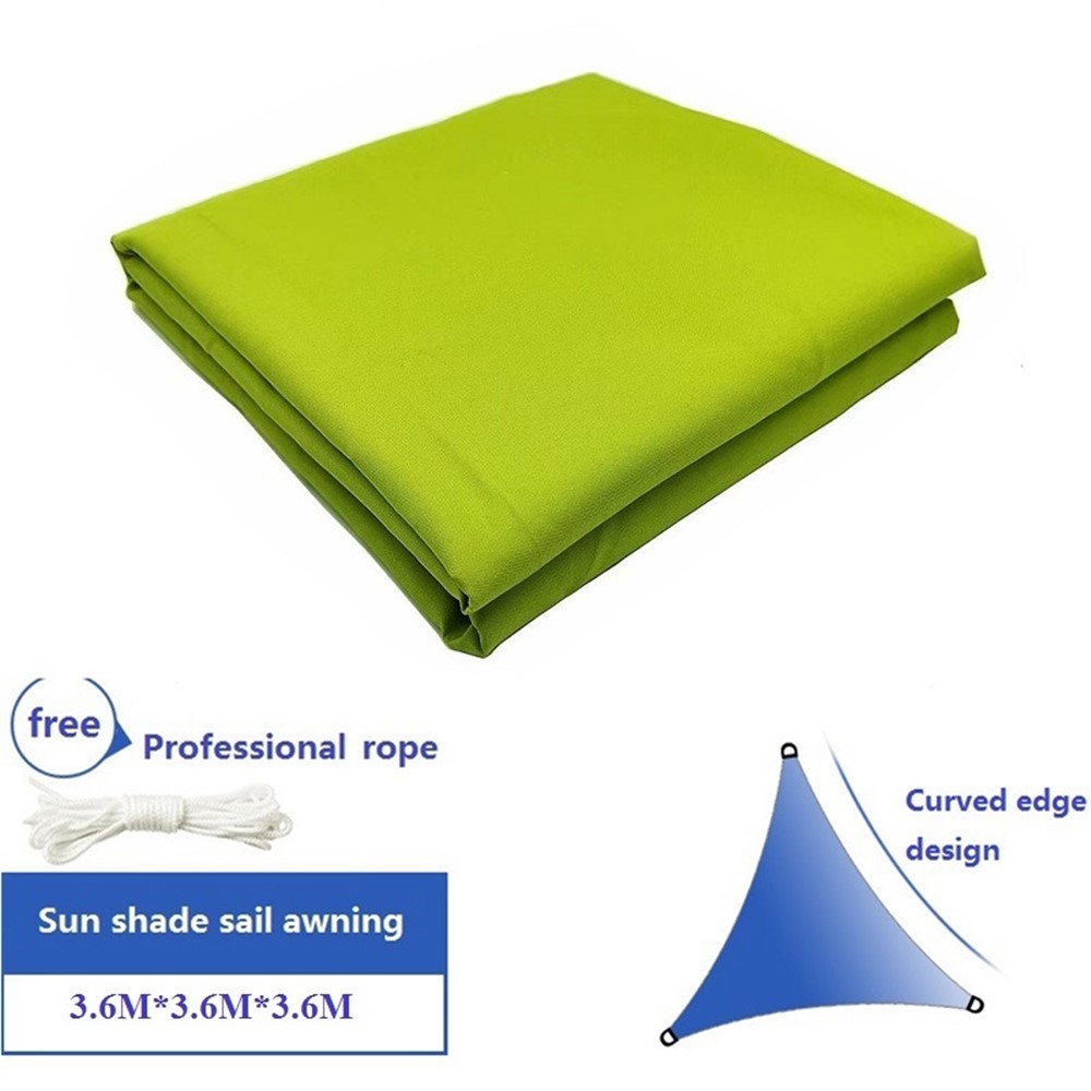 Portátil Al Aire Libre Transpirable Sol Sombra Vela UV Protección Triángulo Vela, Tamaño: 3.6 X 3.6 X 3.6m - Verde