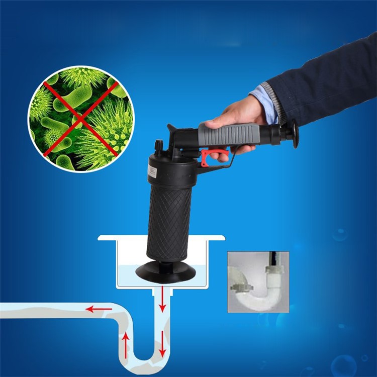 High Pressure Kitchen Toilet Drain Pipes Sinks Air Power Blaster Cleaner Plunger-5