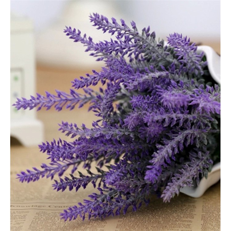 Künstliche Blumen 2pcs / Pack Beflockten Plastiklavendel-Bündelpflanzen, Die Zaumblumenstrauß Innen-im Freienausgangsdekoration Hochhalten-4
